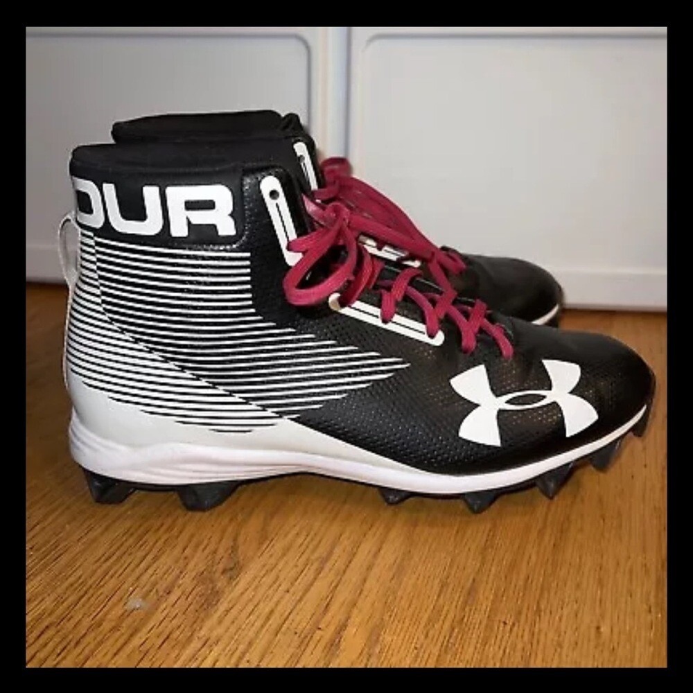 Under Armour Hammer Football Cleats Men's Size 9 Black White - Picture 2 of 6